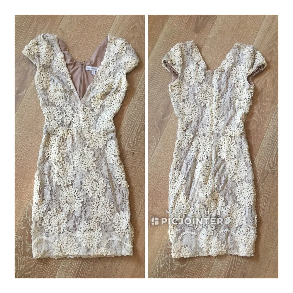 Zoe Cream Ivory Flower Bride Embellished Dress S Mini Bodycon Bridal